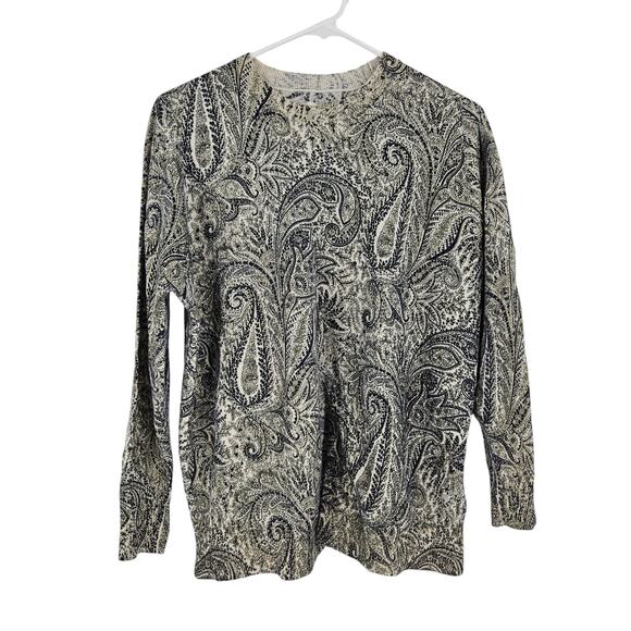 Zadig & Voltaire Ruby Sweater Top Merino Wool Metallic Paisley Split Hem Size S - Picture 2 of 7